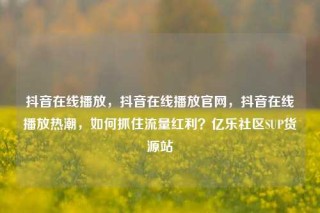 抖音在线播放，抖音在线播放官网，抖音在线播放热潮，如何抓住流量红利？亿乐社区SUP货源站